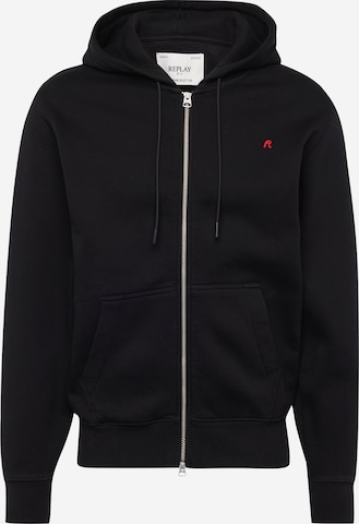 REPLAY Zip Up Hoodie in Black ABOUT YOU