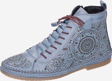 MANITU Lace-Up Ankle Boots in Blue: front