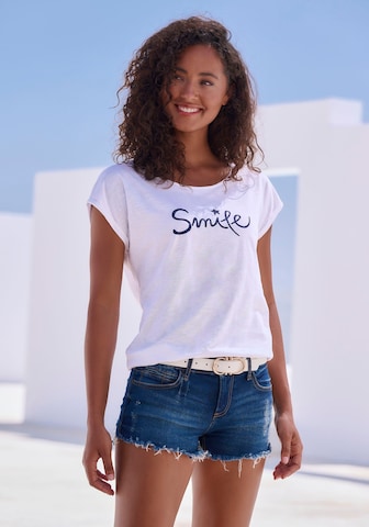 T-shirt BEACH TIME en blanc : devant