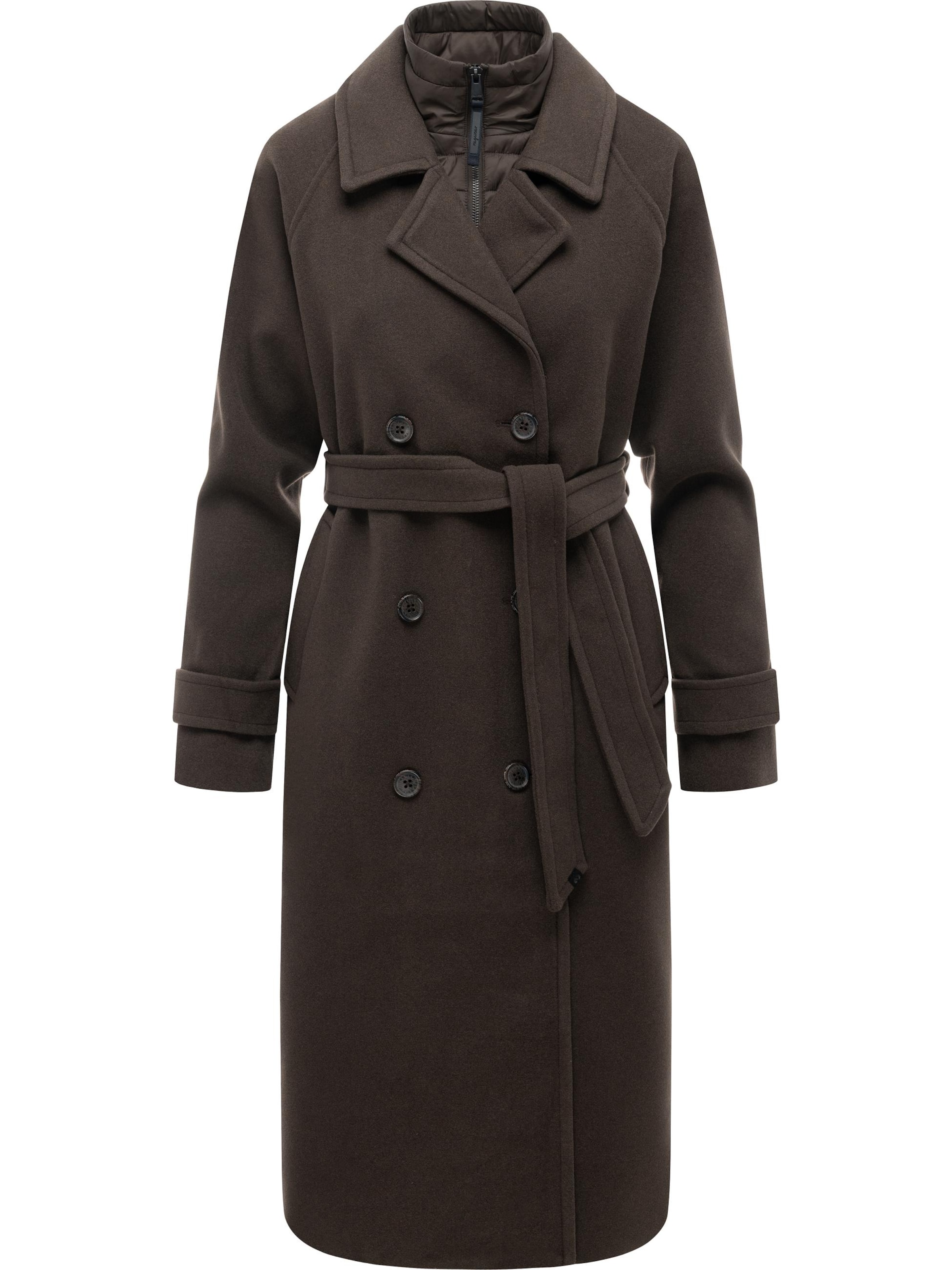 Manteau d’hiver 'Trenchie Felt Y' Ragwear en marron : devant