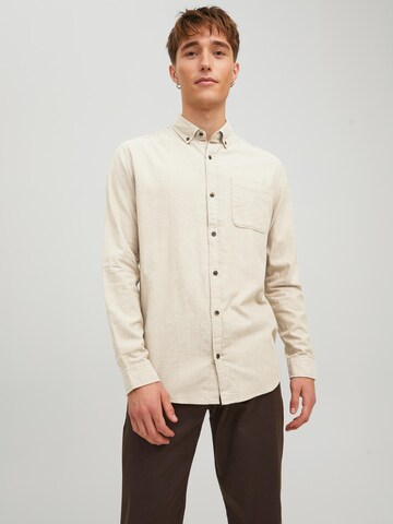 Coupe slim Chemise JACK & JONES en beige : devant