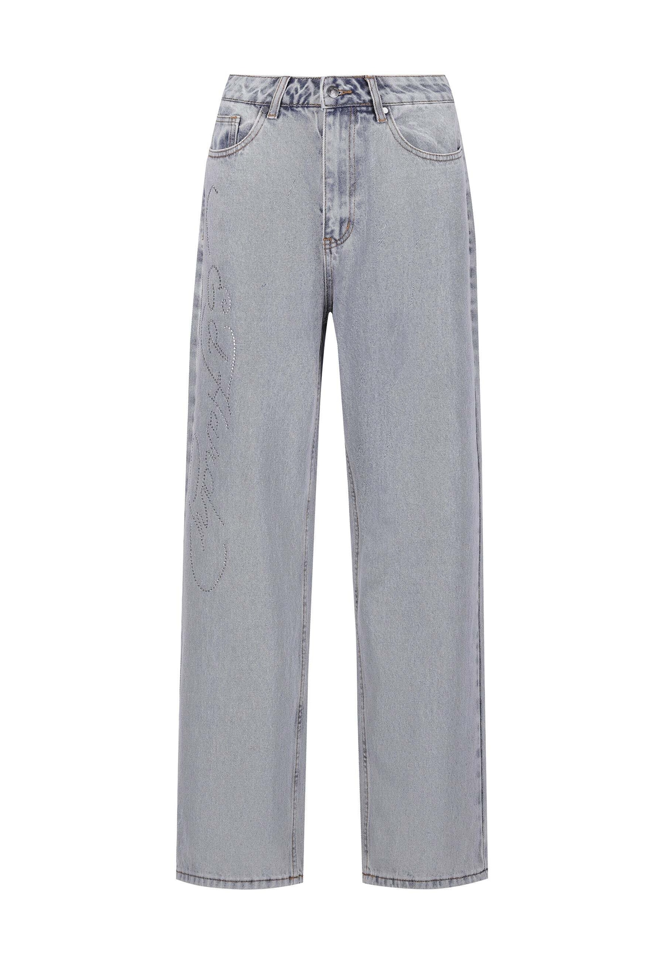 Ed Hardy Loosefit Jeans 'Crystal Roar' in Blauw: voorkant