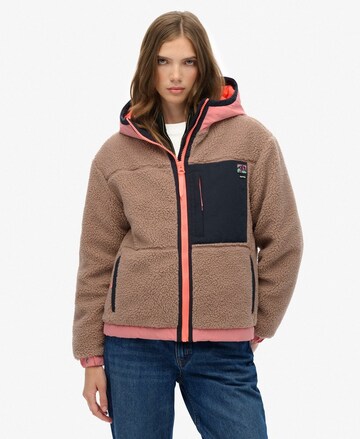 Superdry Fleece jas in Beige