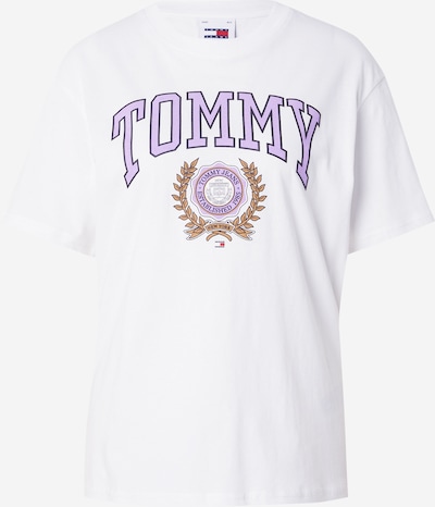 Tommy Jeans Тениска 'Varsity Sport 3' в камел / люляк / черно / бяло, Преглед на продукта