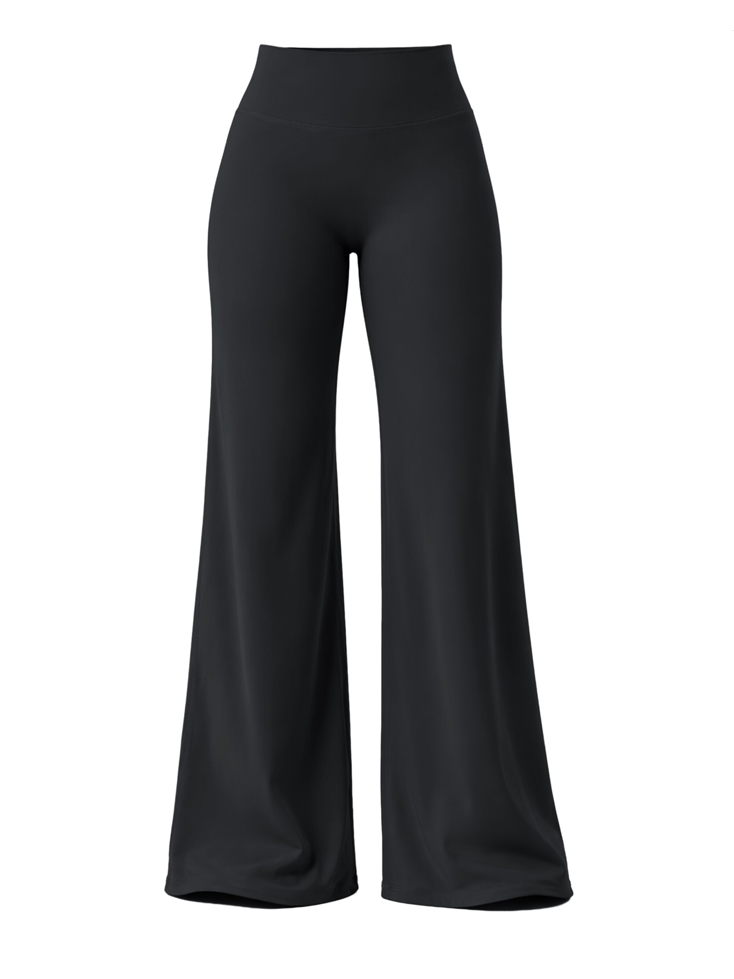 ZAAYO Wide leg Workout Pants 'Women's High‑Waist Butt‑Lifting Wide‑Leg Yoga Sports Pants' in Black: front