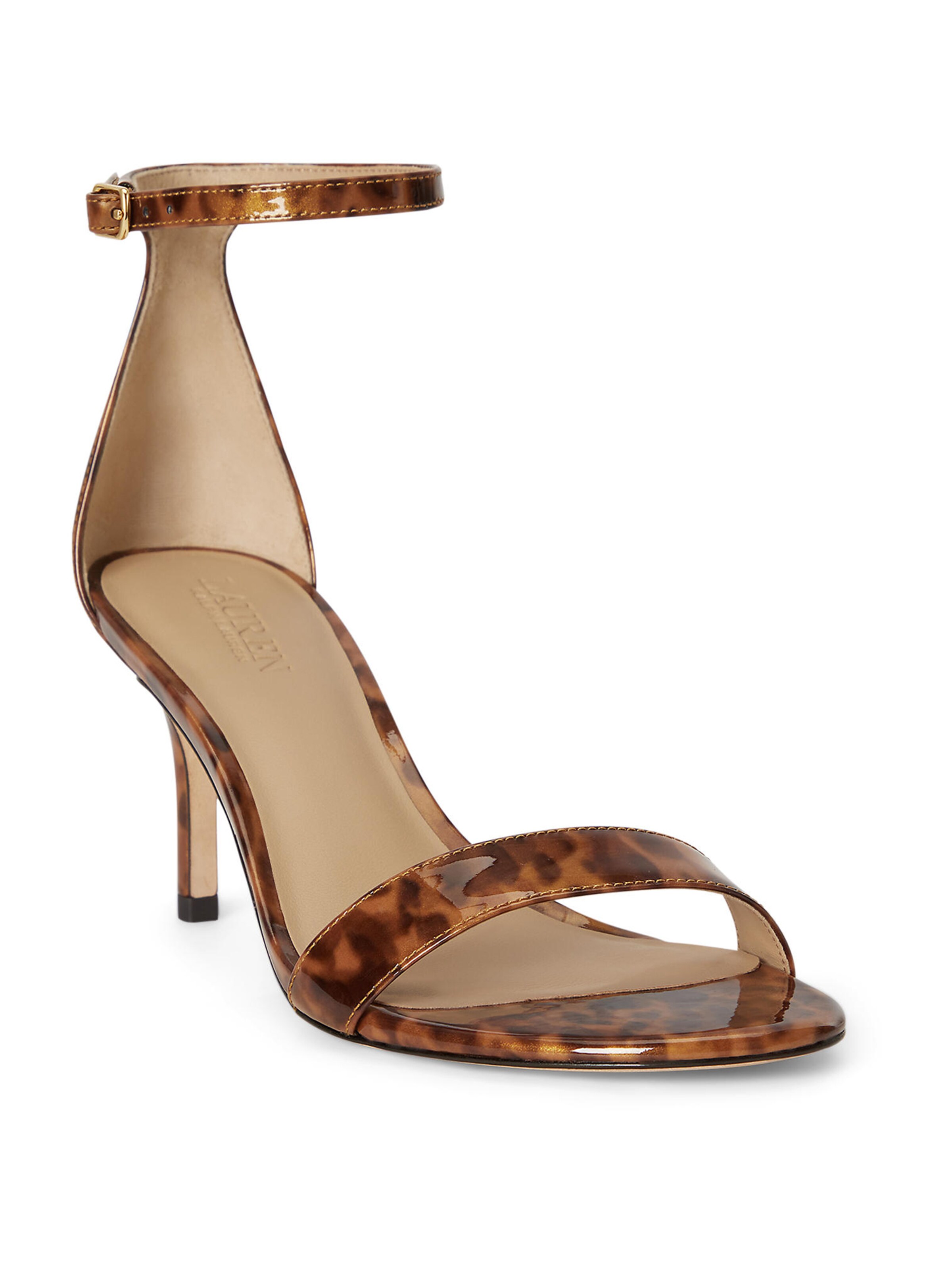 Lauren Ralph Lauren - Sandálias com tiras 'ALLIE' em castanho: frente