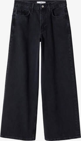 MANGO Široke hlačnice Kavbojke 'Trucker' | črna barva: sprednja stran