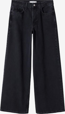 MANGO Wide leg Jeans 'Trucker' in Zwart: voorkant