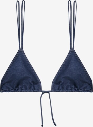 Pull&Bear Triangle Bikini top in Blue: front