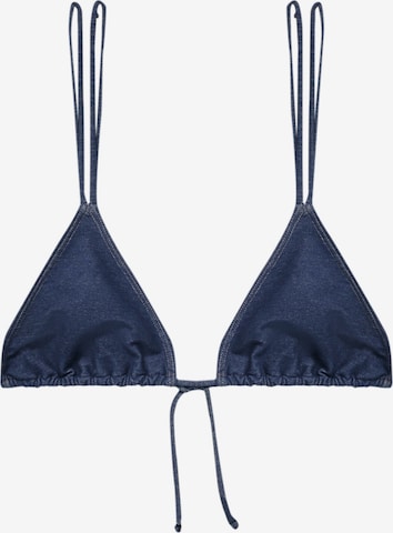 Triunghi Sutien costum de baie de la Pull&Bear pe albastru: față