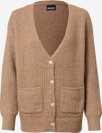 PIECES Knit Cardigan 'Lilan' in Brown: front