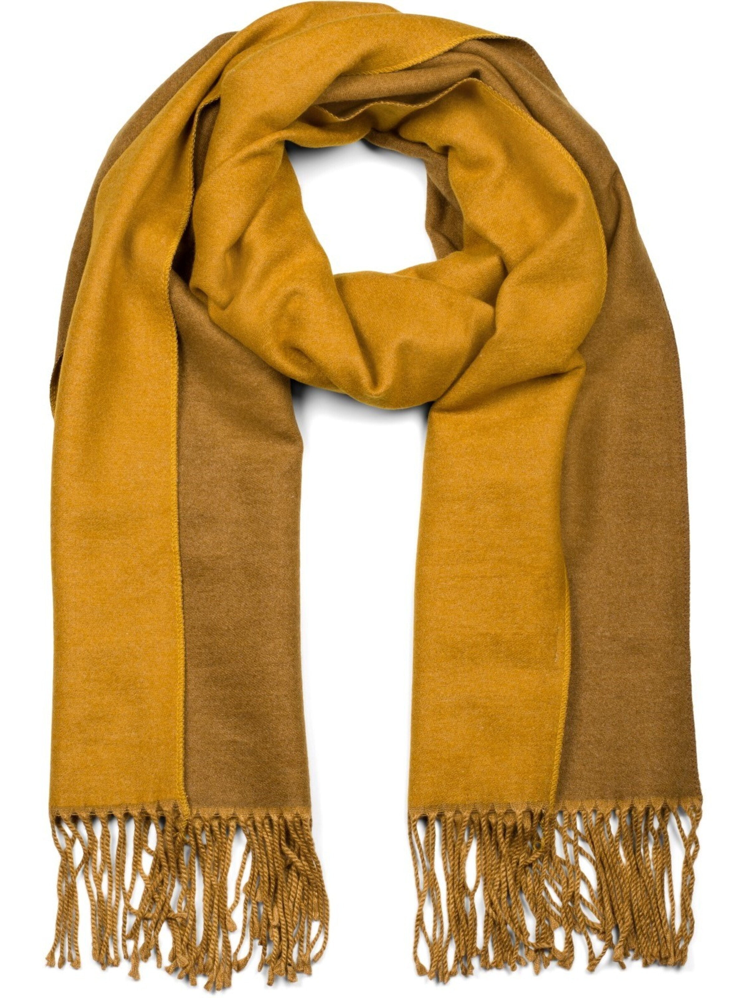 styleBREAKER Schal '2-Farbiger Schal mit Fransen'‌‌‌‌‌‌‌‌ in Beige: Vorderseite