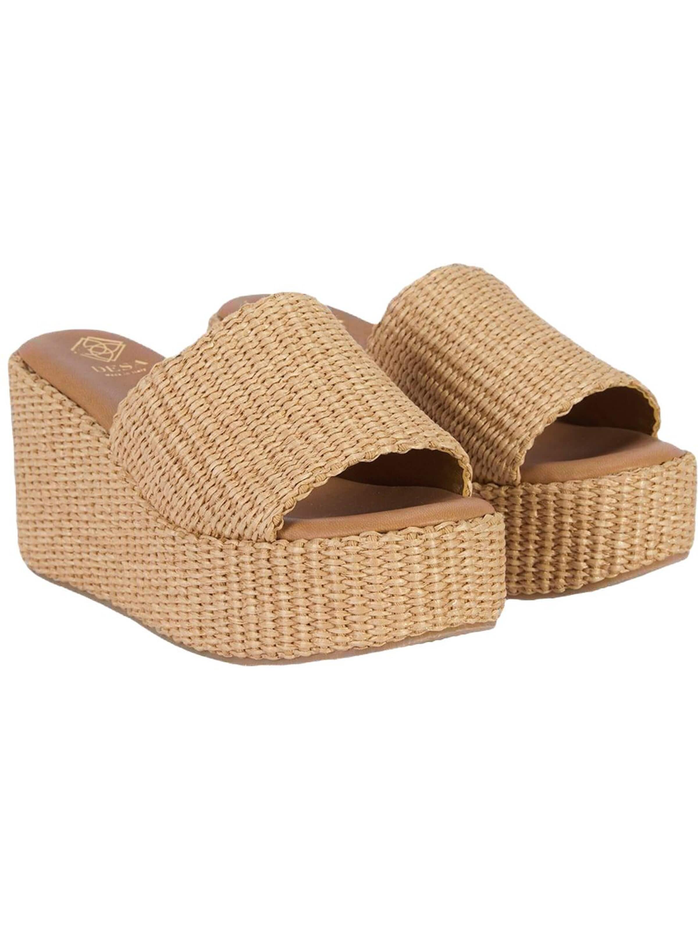Desa - Zapatos abiertos 'DESA Damen-Keilsandalen aus Raffia' en beige