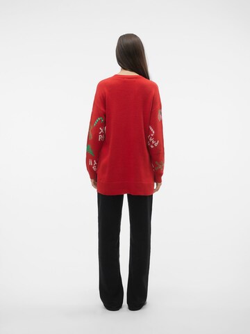 VERO MODA Sweater 'XMASPARTY ' in Red