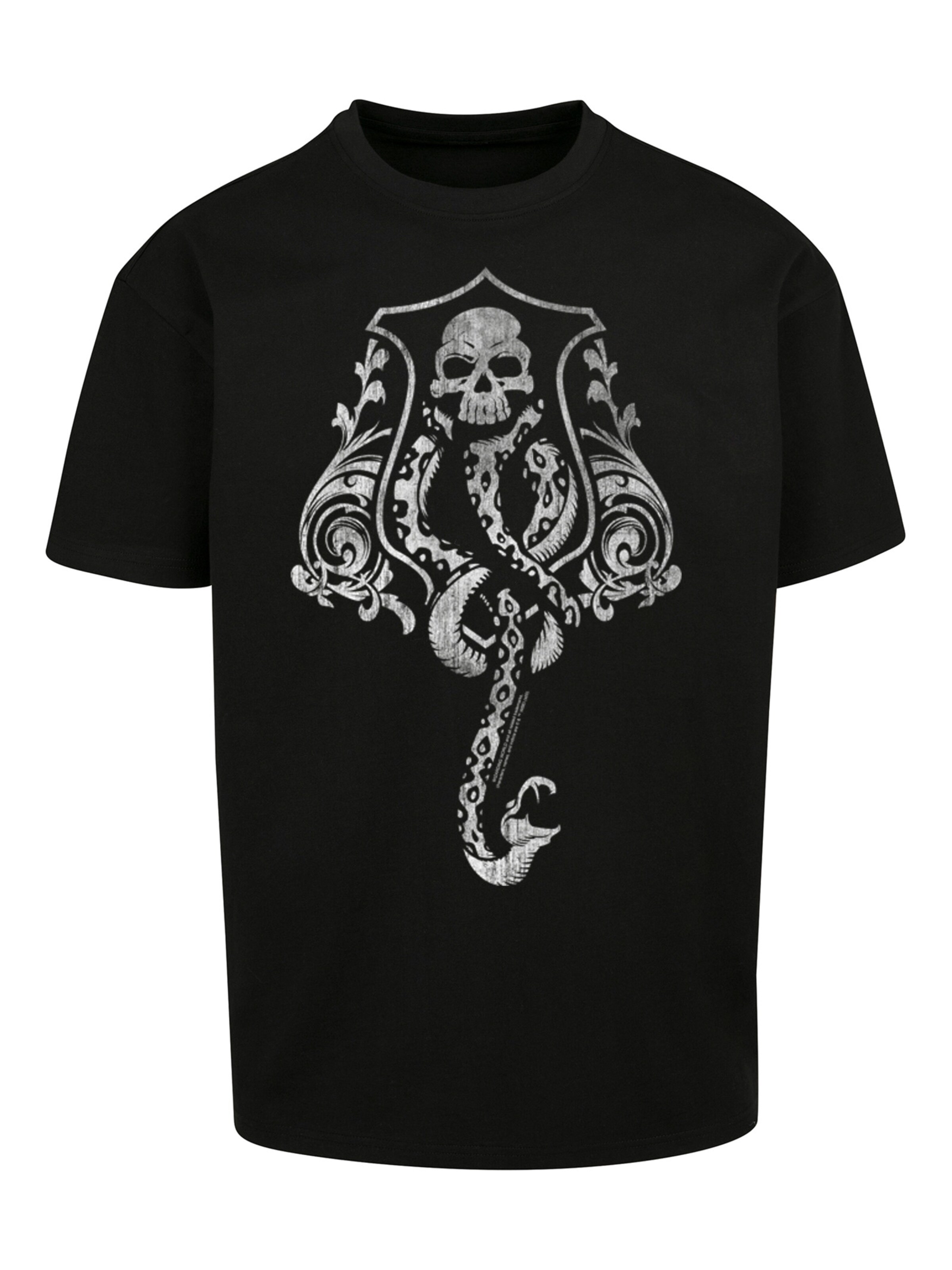 F4NT4STIC Shirt 'Harry Potter Dark Mark Crest' in Zwart: voorkant