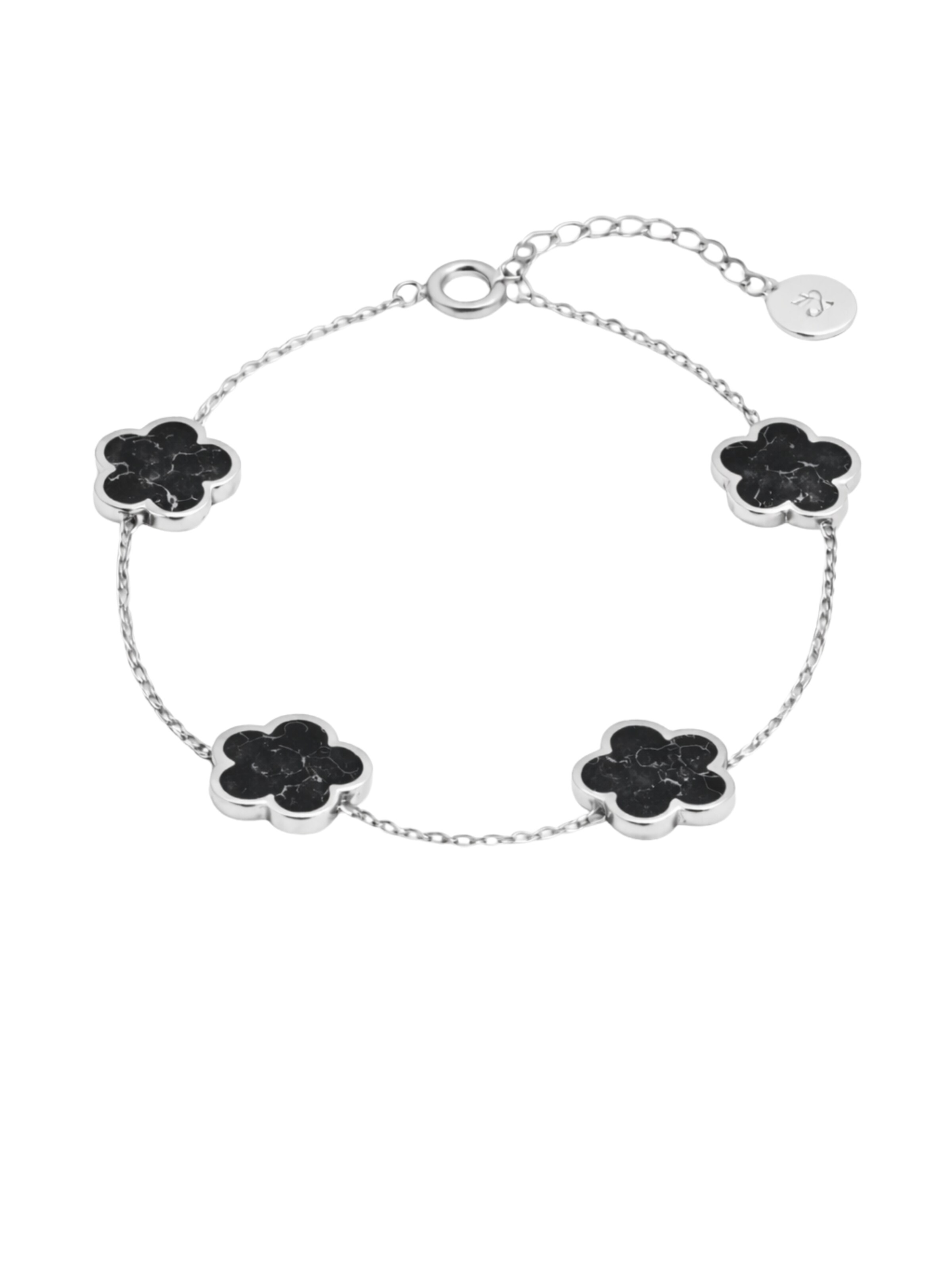 Pure Schmuck Bracelet 'Clover Marmor' in Silver: front