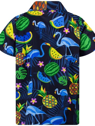 King Kameha Shirt 'Flamingo Melon' in Blue
