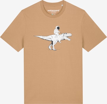 Watapparel Shirt ' Astronaut on T-Rex ' in Beige: front