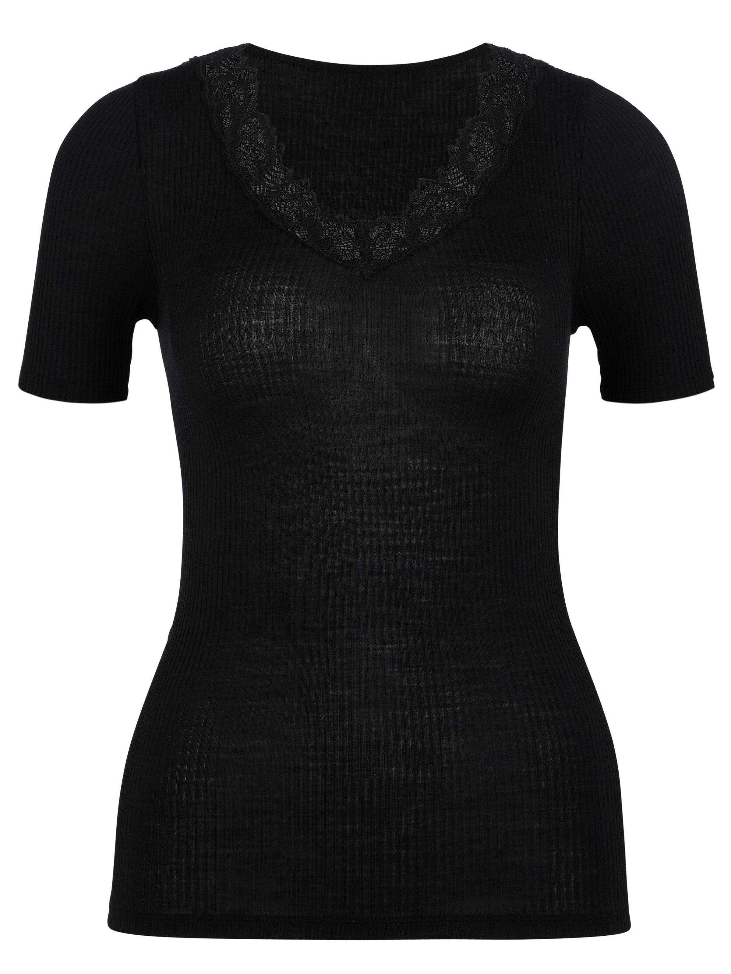 CALIDA Unterhemd 'Silky Wool Joy'‌‌ in Schwarz: Vorderseite
