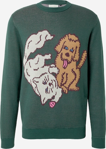 Pull-over 'Cat & Dog' Cleptomanicx en vert : devant