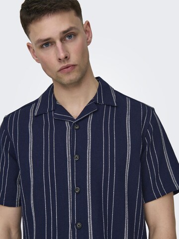 Only & Sons Regular fit Button Up Shirt 'TREV' in Blue