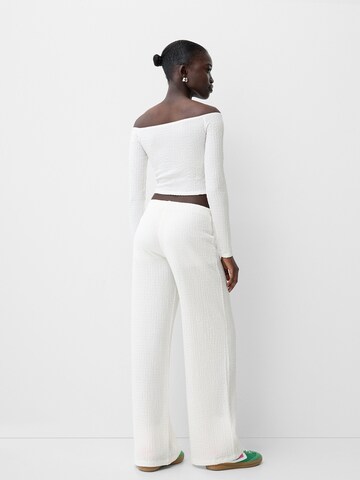 Bershka Wide Leg Bukser i hvid