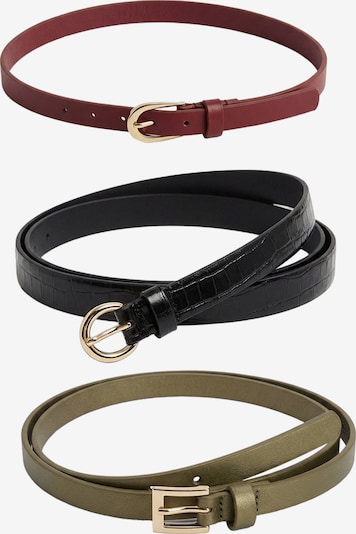 Diržas 'Bianca' iš Guido Maria Kretschmer Women, spalva – alyvuogių spalva / ryškiai raudona / juoda, Prekių apžvalga