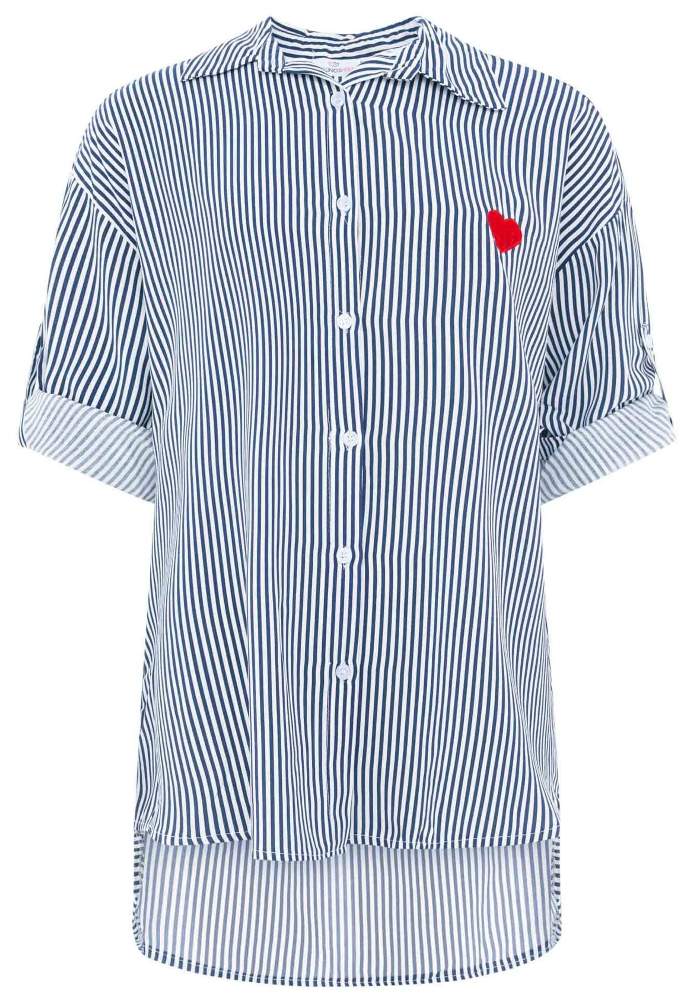 Zwillingsherz Blouse in Blauw: voorkant