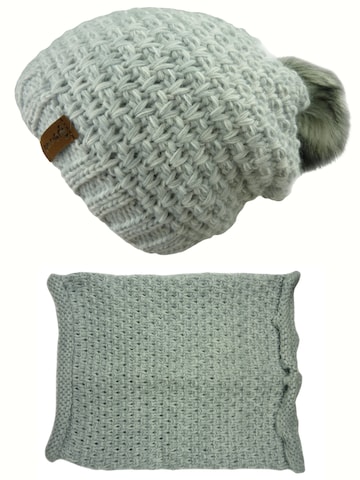 Kumixi Beanie 'Set: Mütze & Loop Schal' in Grey: front