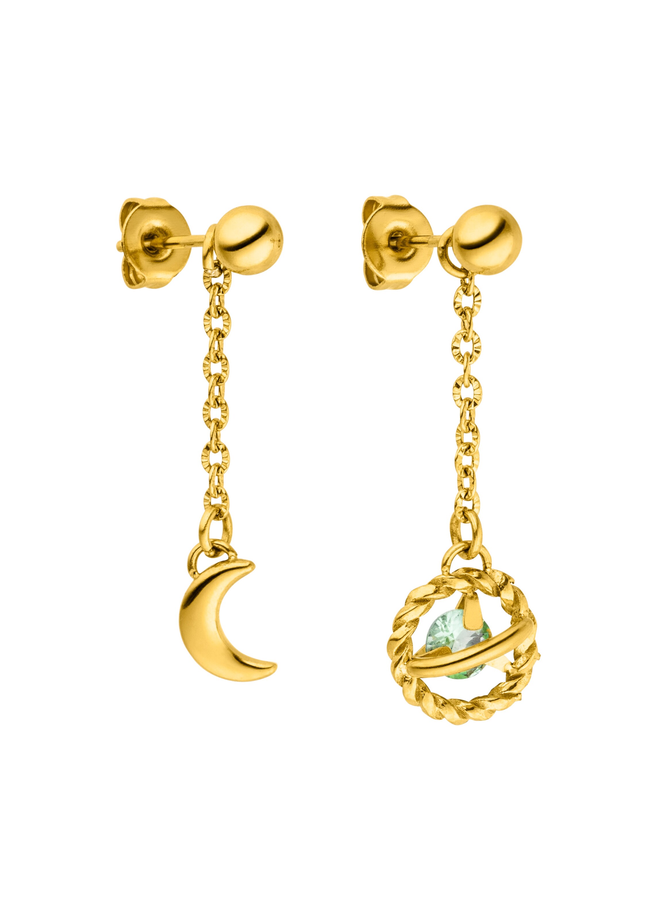 PURELEI Oorbellen 'Universe' in de kleur Goud / Mintgroen, Productweergave
