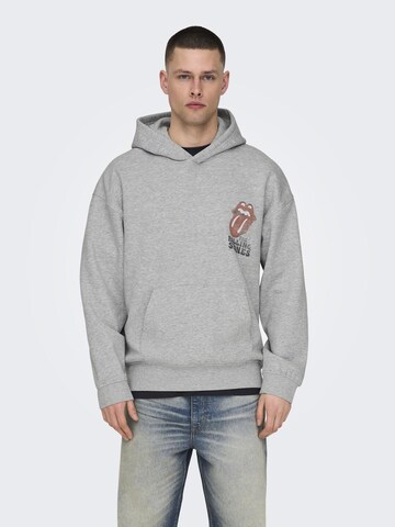 Only & Sons Sweatshirt 'ROLLING STONES' in Grey