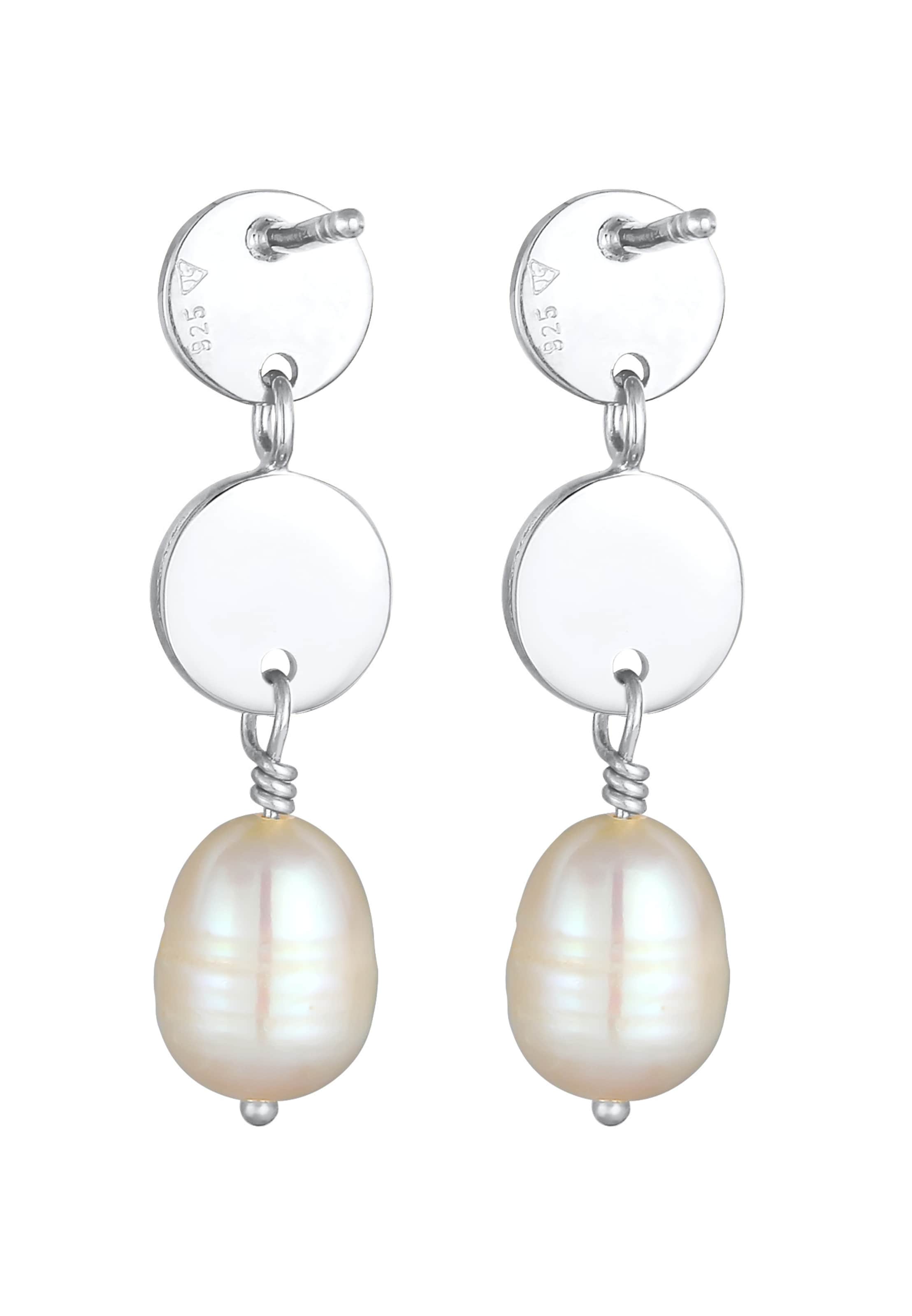 ELLI PREMIUM Ohrringe Kreis, Perlenohrhänger in Silber