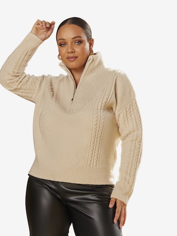 Chi Chi London Sweater in Beige: front