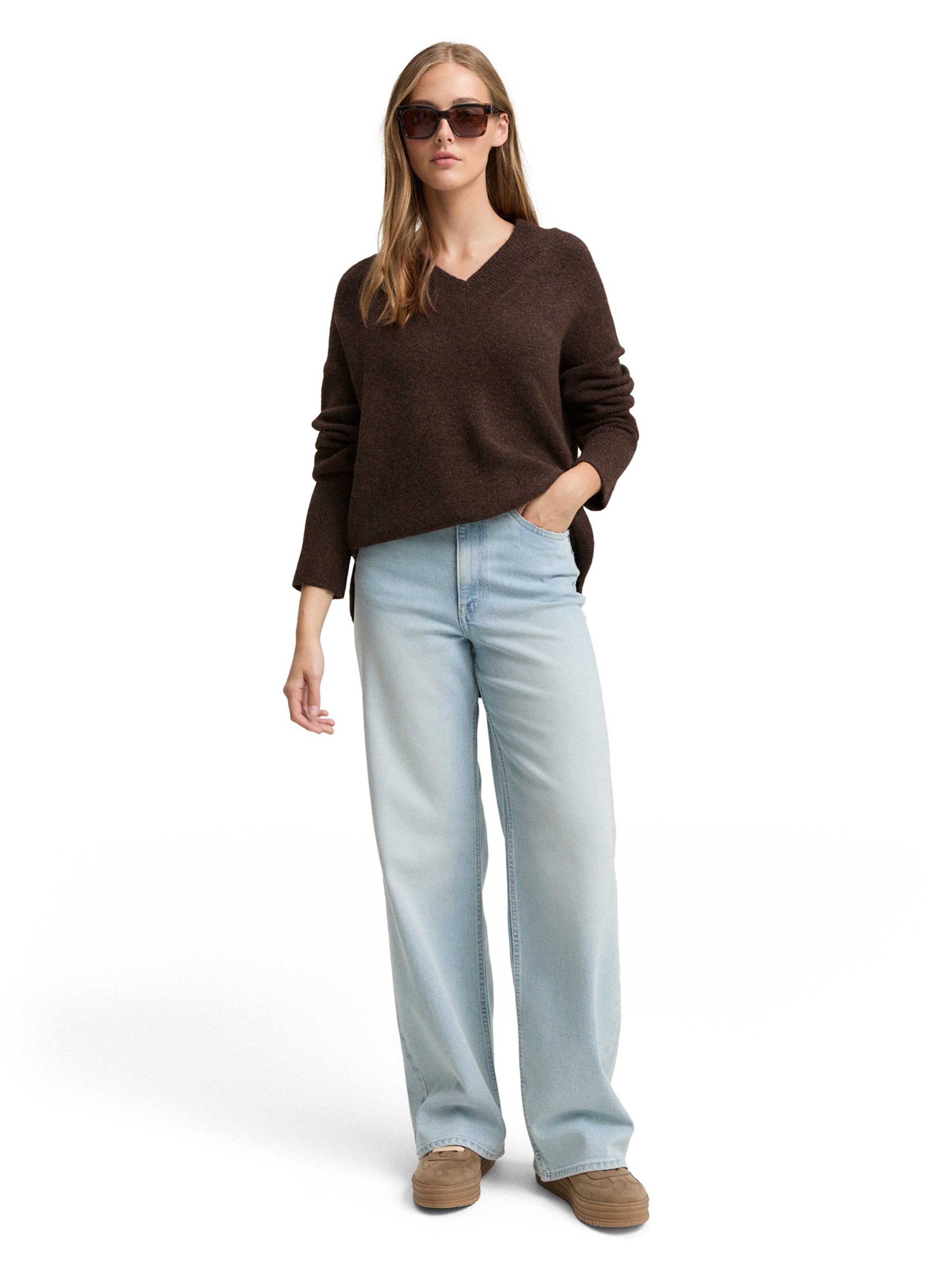 TOM TAILOR DENIM Pullover in Braun