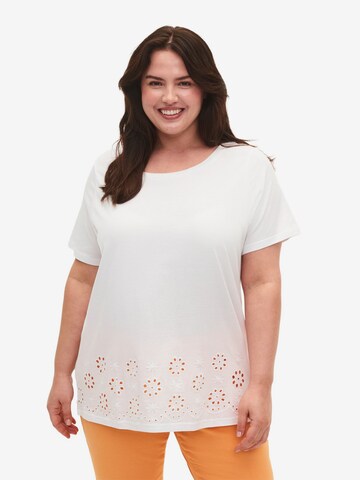 Zizzi - Camisa 'Casy' em branco: frente