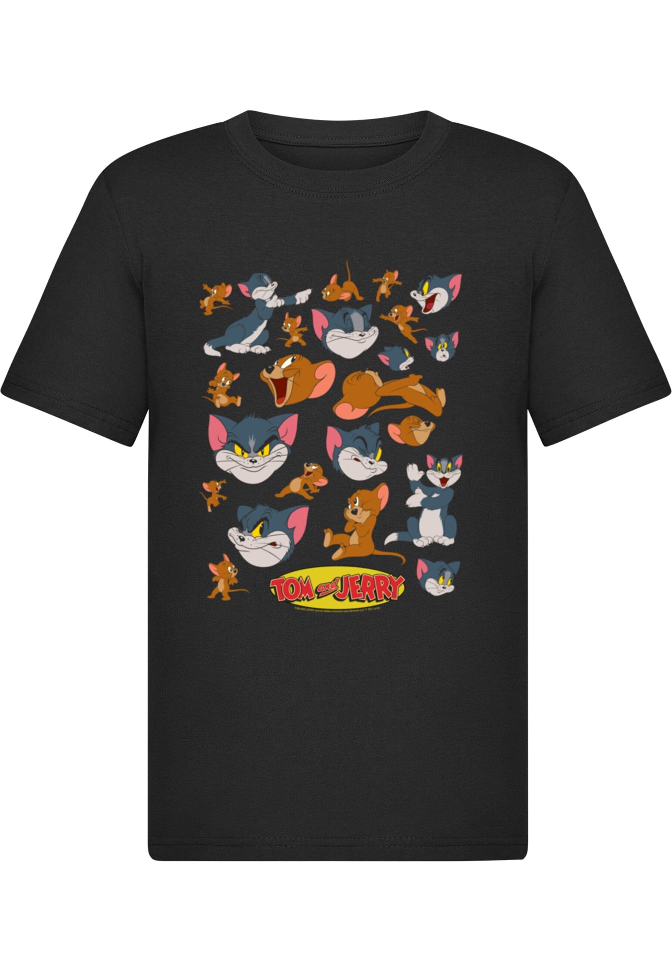 ABSOLUTE CULT Shirt 'Tom And Jerry - Many Faces' in Black: front