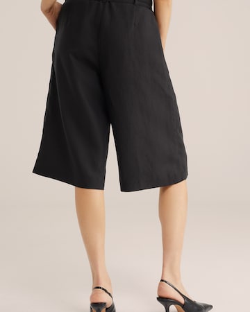 WE Fashion Wide Leg Bukser med lægfolder i sort