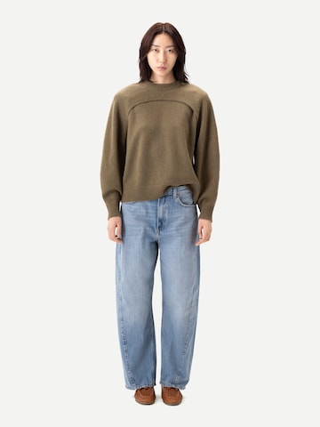 GOBI Cashmere Tröja 'Cashmere Crewneck Twin Set' i grön: framsida