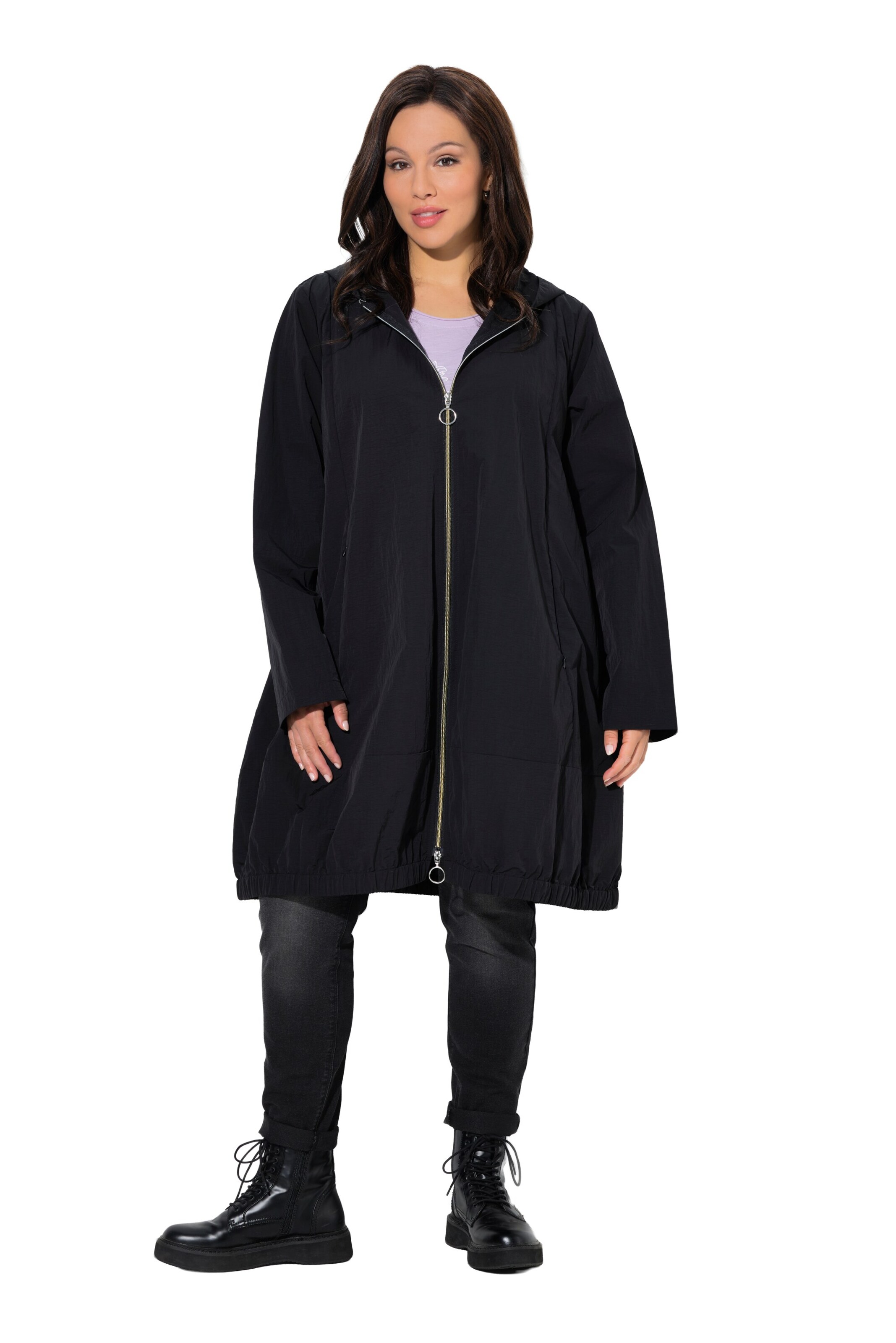 Ulla Popken Raincoat in Black: front