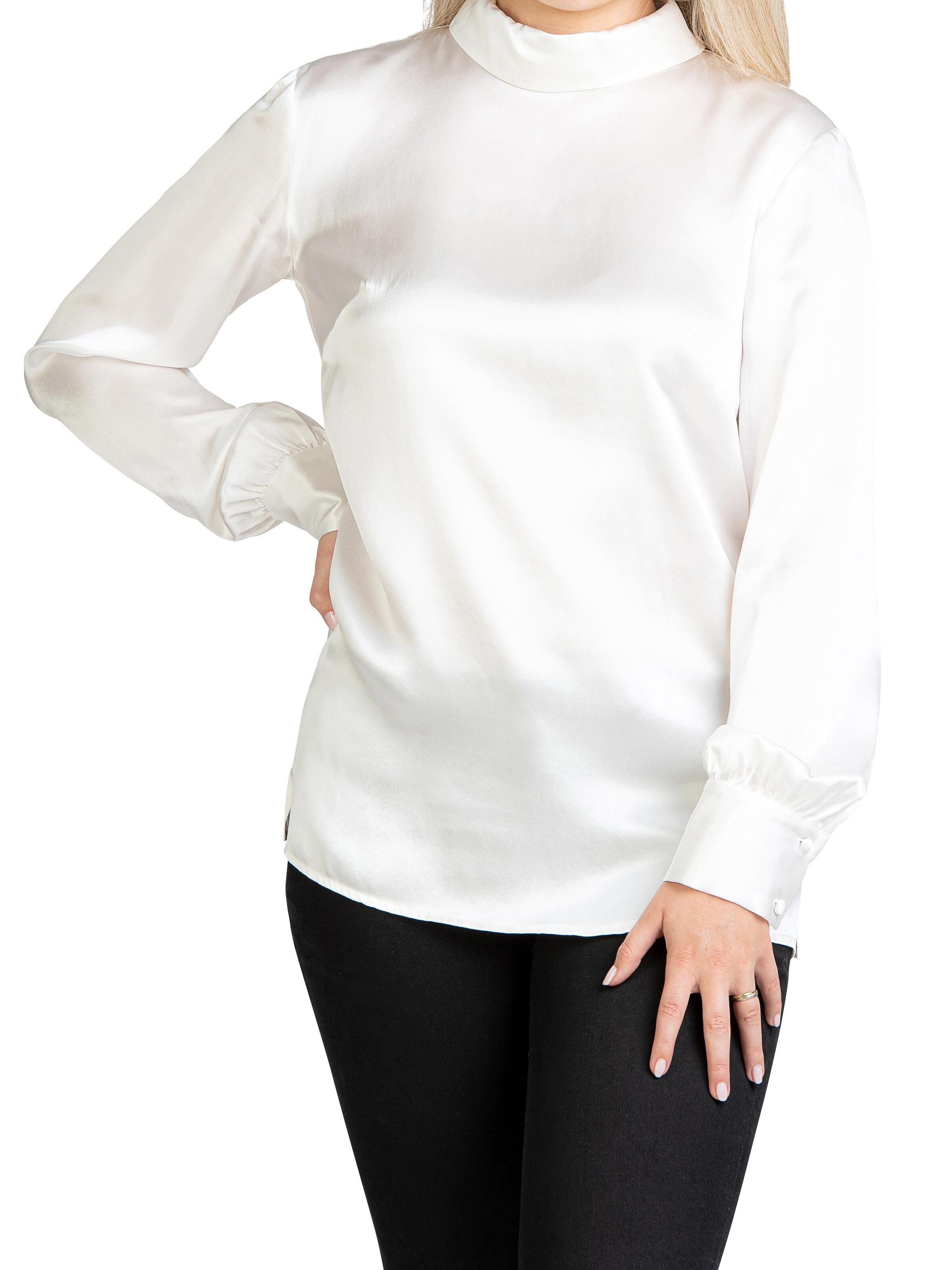 Posh Gear Bluse 'Seidenbluse Satinoseta'‌‌‌‌‌‌‌‌‌ in Weiß