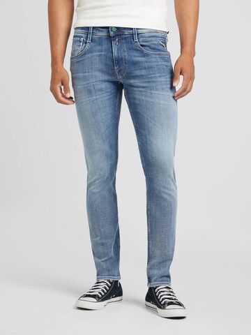 Coupe slim Jean 'ANBASS' REPLAY en bleu : devant