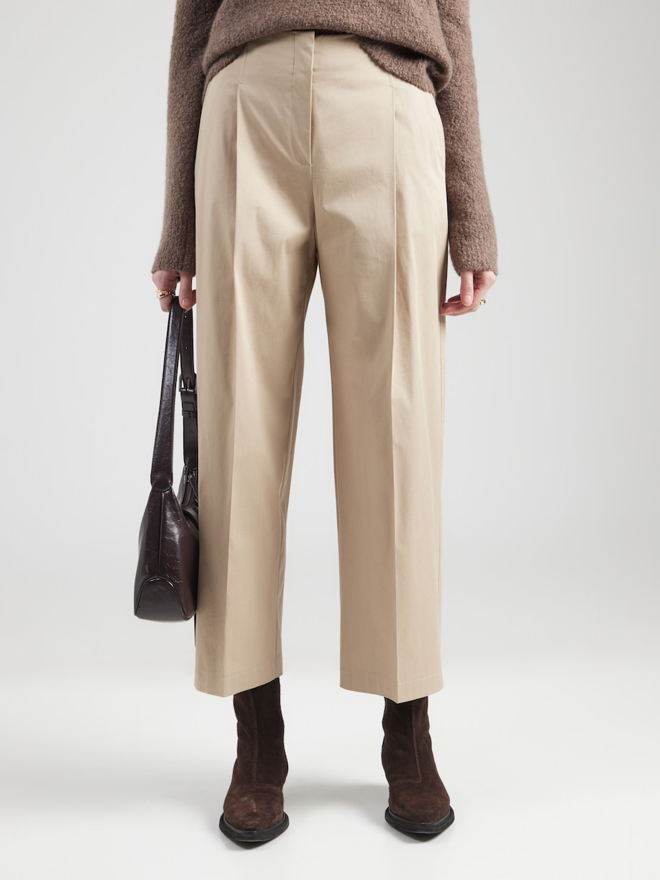 Wide leg Pantaloni cutați 'Tulotta' de la BOSS pe bej: față