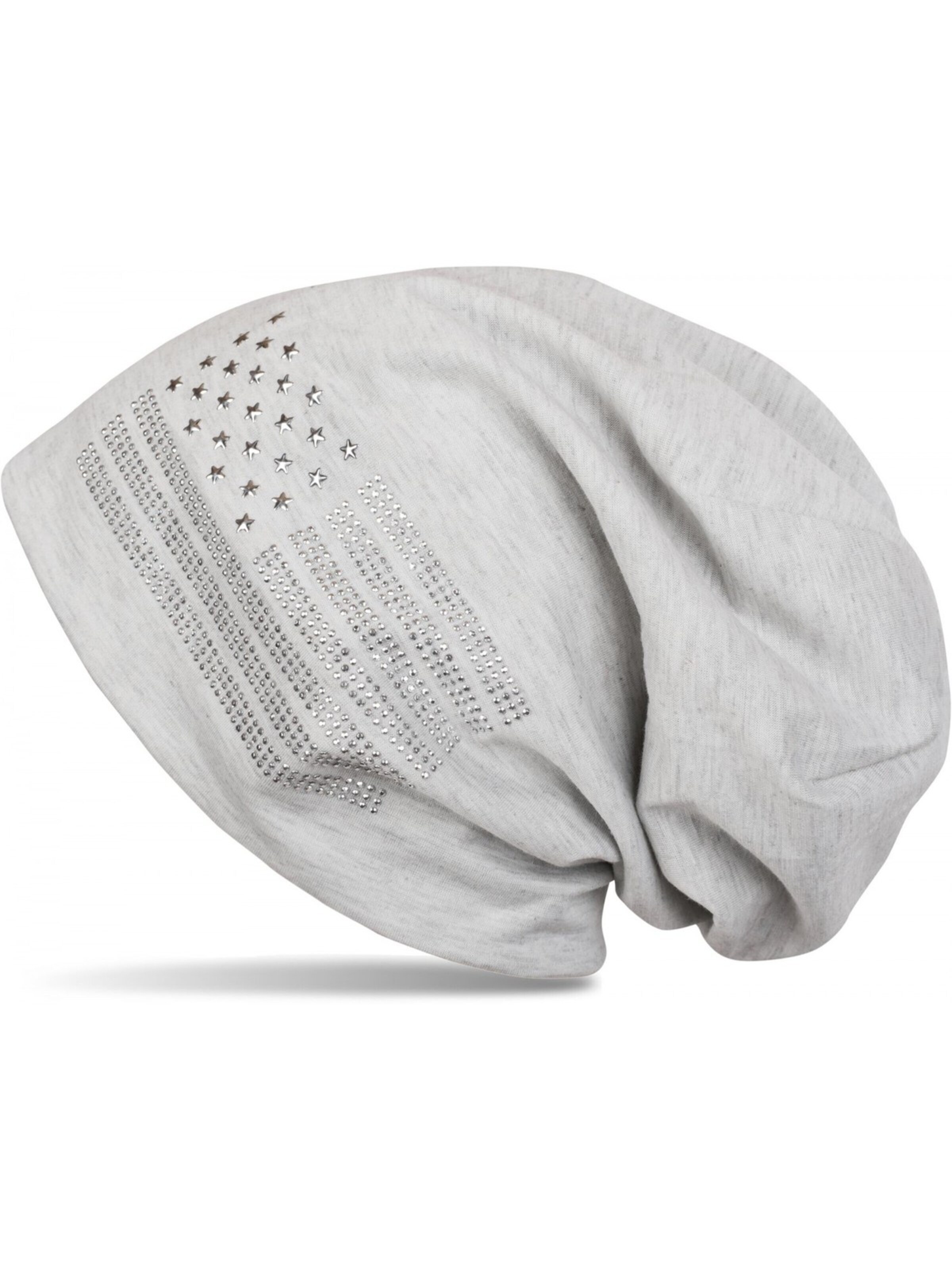 styleBREAKER Mütze 'Beanie mit USA Flagge aus Strass'‌‌‌ in 54-64 in graumeliert, Produktansicht