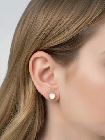 Sergio Engel Earrings 'Beach Ohrring 04 wasserfester vergoldeter Ohrstecker mit Naturstein' in White