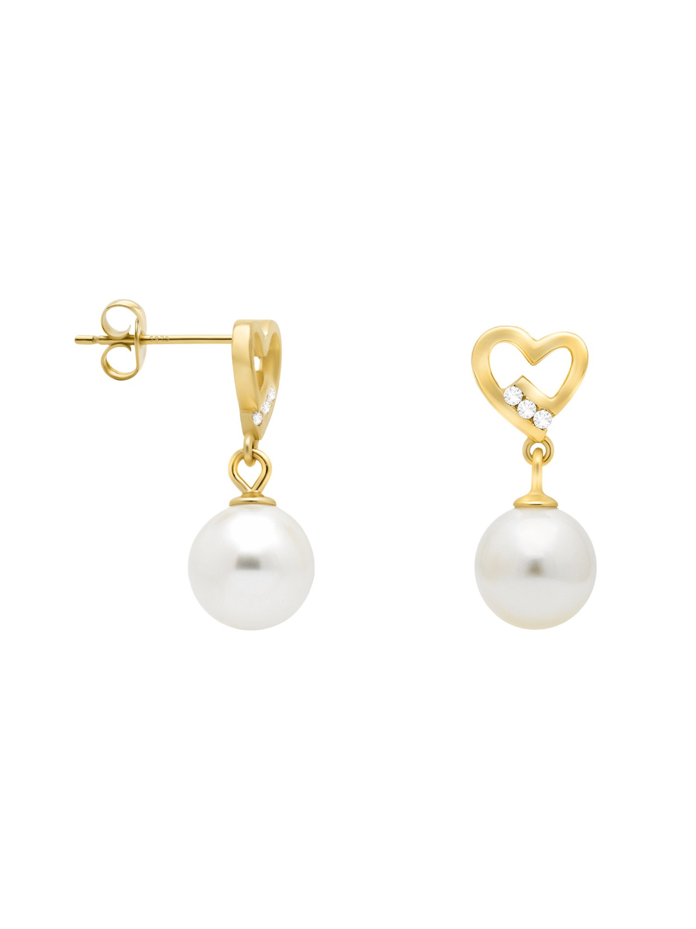 Sofia Milani Ohrringe 'Heart Pearl'‌‌‌‌‌‌‌‌ in Gold: Vorderseite
