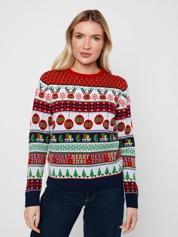 Threadbare Sweater 'Reindeer' in Red: front
