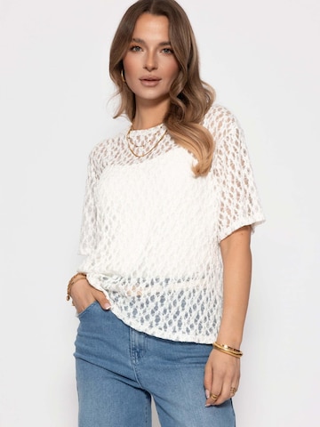 SASSYCLASSY Knitted Top in White: front