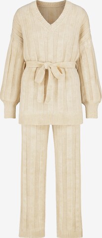 Elara Hosenanzug in Beige: Vorderseite