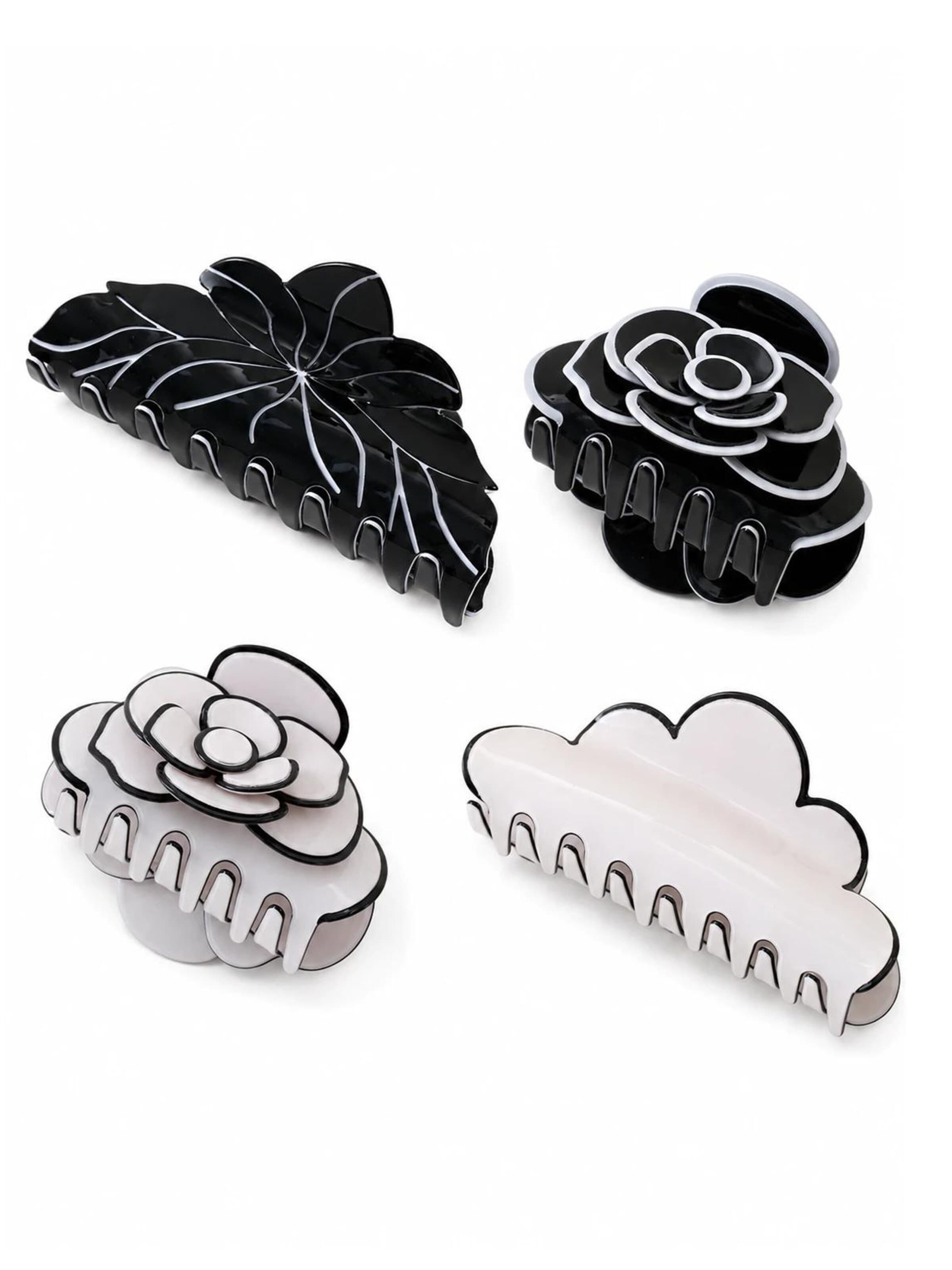 Emilie collection Hair Jewelry '4x haarklem' in Black: front