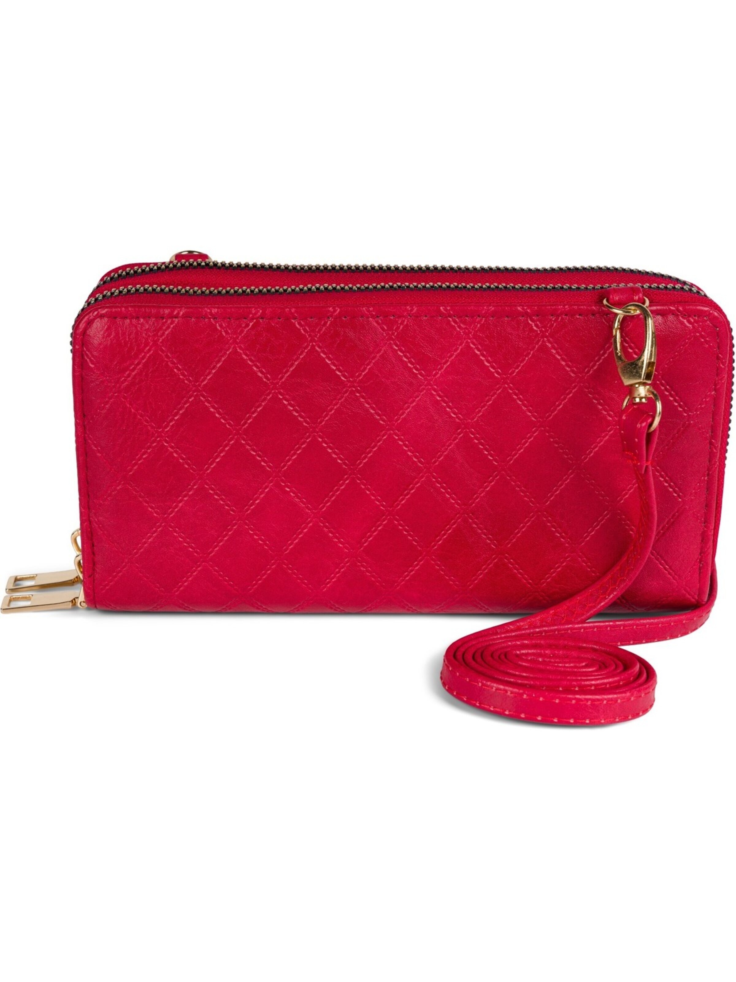 styleBREAKER Crossbody bag '2 in 1 Umhängetasche - Geldbörse Rauten' in Red: front